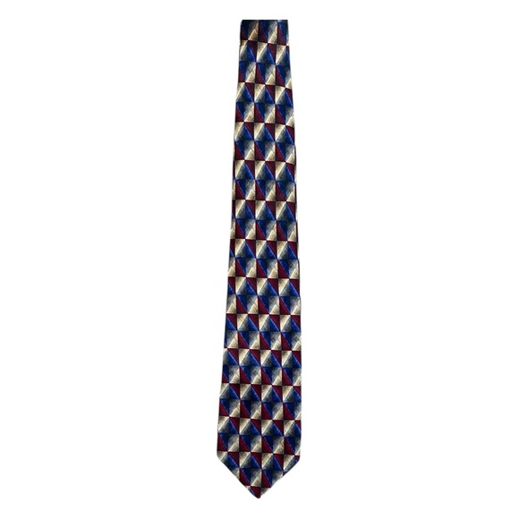 Nordstrom Other - Nordstrom JZ Richard’s Geometric Patterned Silk Tie in Red, Blue, and Gold